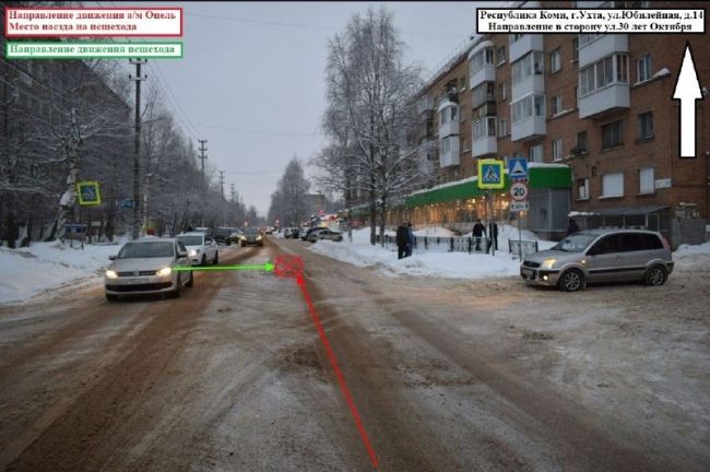 В Ухте на улице Юбилейная водитель Opel Corsa сбил девушку